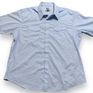 VTG Wrangler‎ Men's Sea Blue Pearl Snap Shirt Sz: XXL